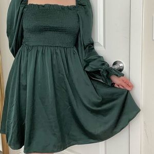 VICI Puff Sleeve Green Dress | Selkie-Style | Spring Dress | Size M (Fits XS-M)